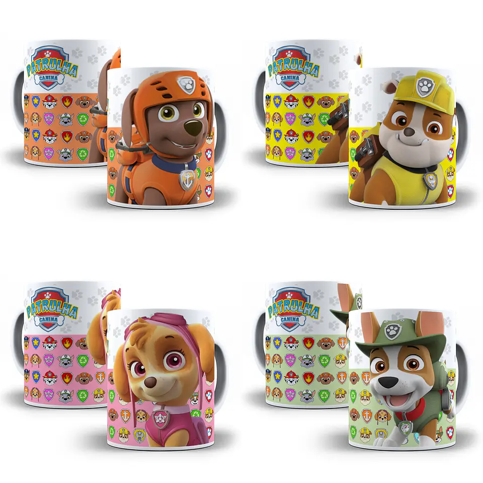 8 Artes para Caneca Patrulha Canina Patrol Arquivo em Jpge/Png 2