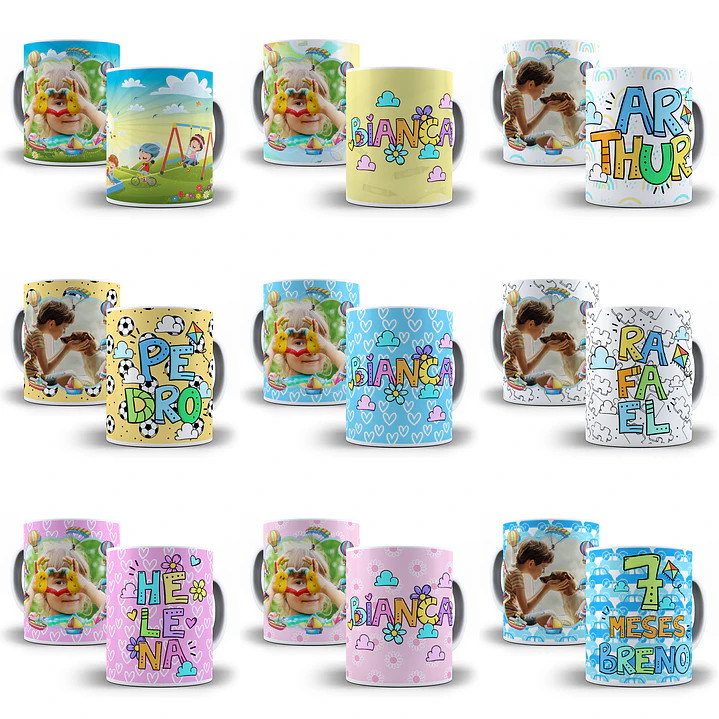 20 Artes para Caneca Infantil Crianças Sublimação Arquivo em Jpge/Png 1