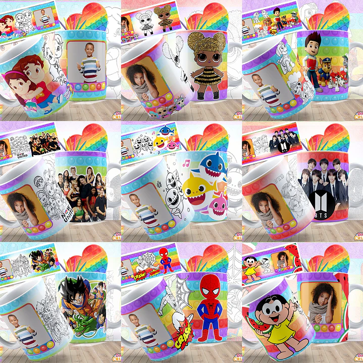 43 Artes Caneca Dia das Crianças Sublimação Editável em Photoshop 2