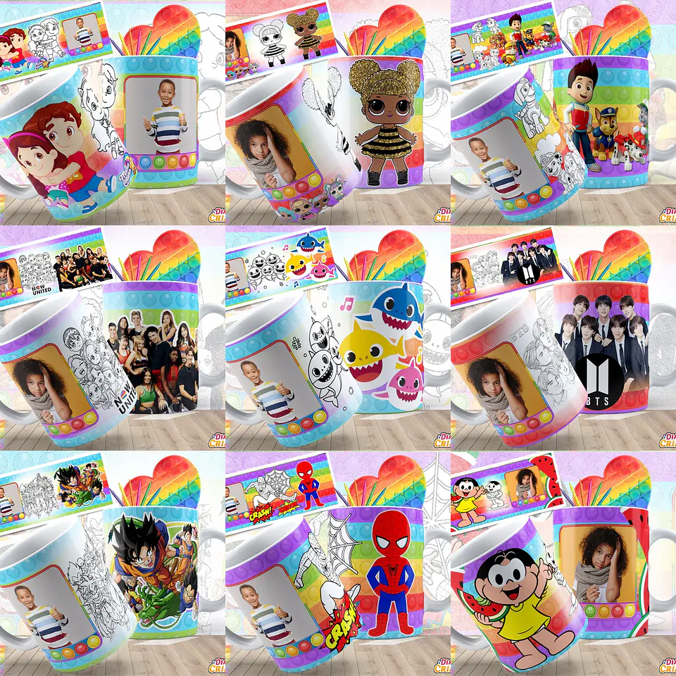 43 Artes Caneca Dia das Crianças Sublimação Editável em Photoshop 2