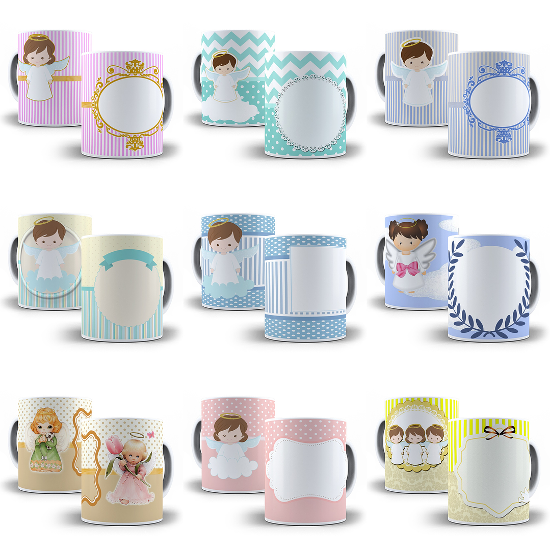 80 Artes para Caneca Batizado Batismo Editável em Photoshop e Corel Draw 1