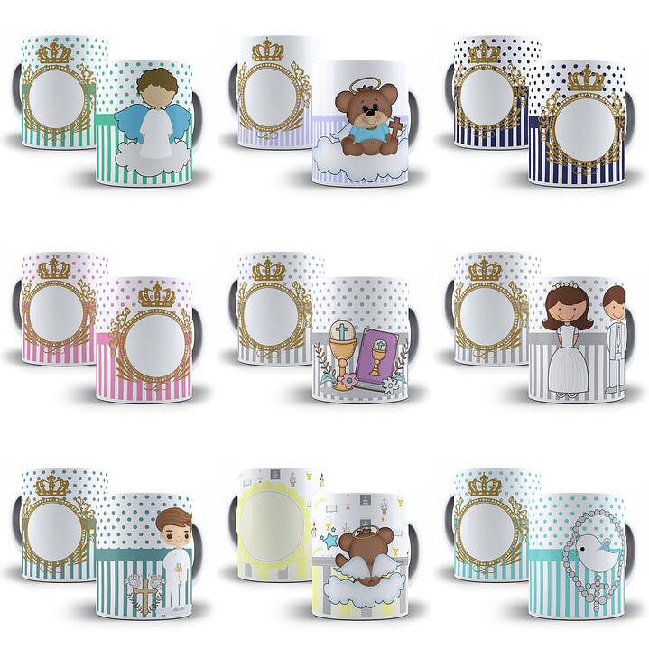 80 Artes para Caneca Batizado Batismo Editável em Photoshop e Corel Draw 3