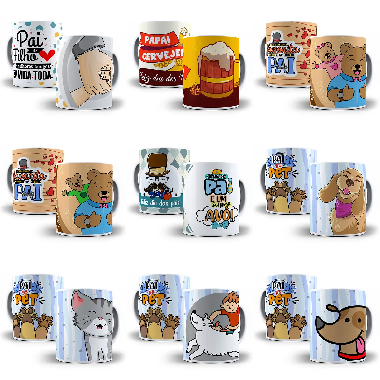 249 Artes para Caneca Dia dos Pais Sublimação Editável Corel Draw + Png 6