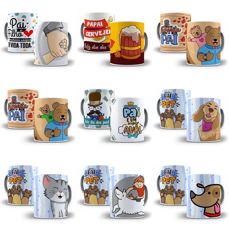 249 Artes para Caneca Dia dos Pais Sublimação Editável Corel Draw + Png 6