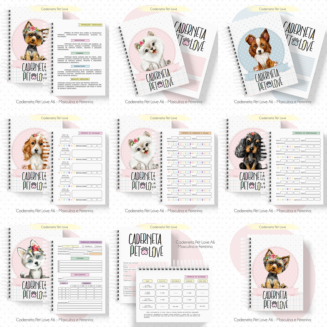 Arte Caderneta para Pet Miolo e Capa Pdf e Jpge 1