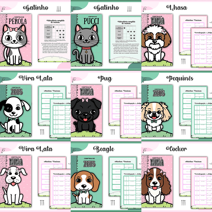 Arte Caderneta para Pet Miolo e Capa Pdf e Jpge 2