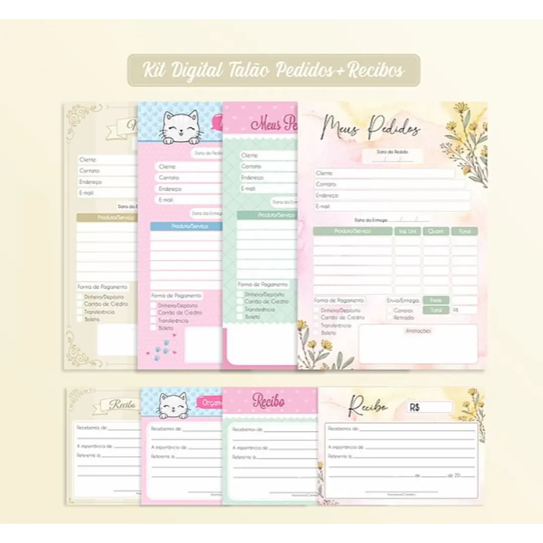 Kit Talão de Pedidos e Recibos Arquivos Pdf e Png 1