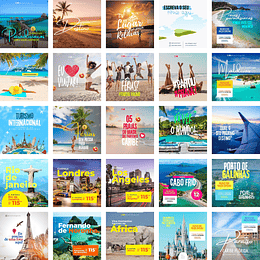 Pack Canva Agência de Turismo Viagens Templates Editáveis 50 Artes + Bônus
