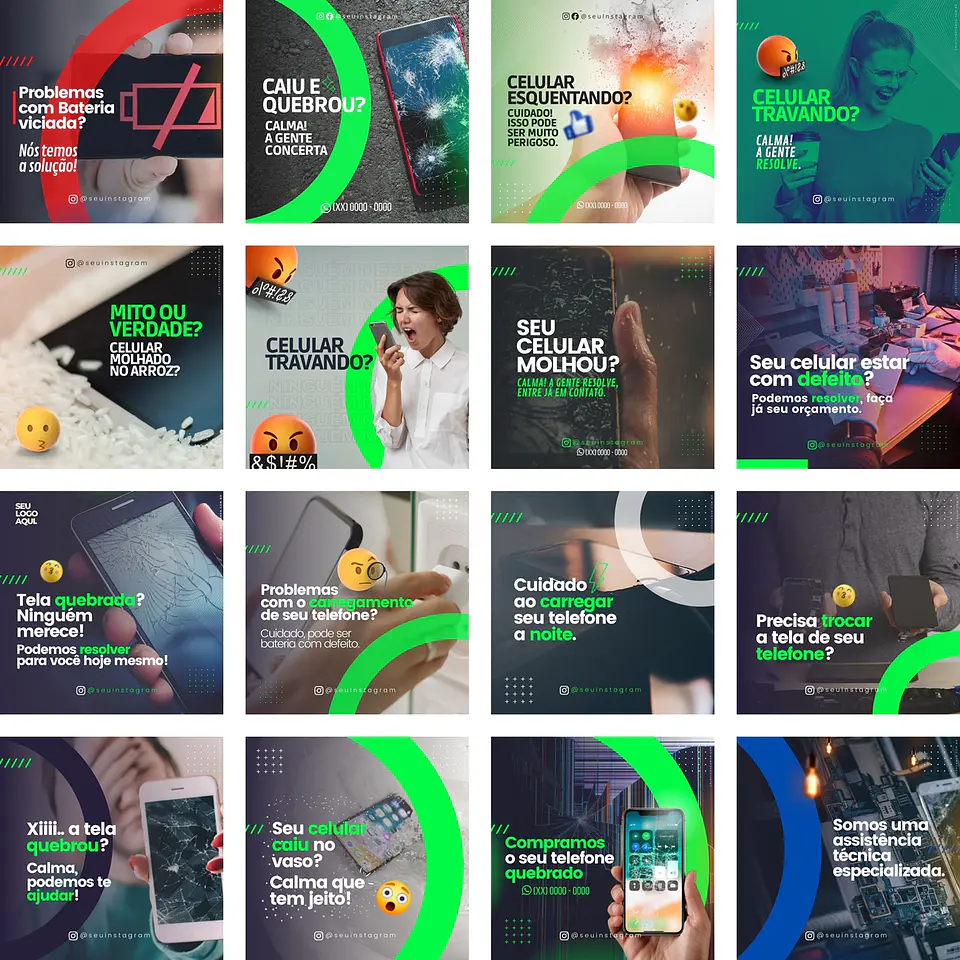 Pack Canva Assistencia Tecnica Celular Templates Editáveis 40 Artes + Bônus 1