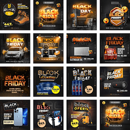 Pack Canva Black Friday Promoções Templates Editáveis 15 Artes + Bônus