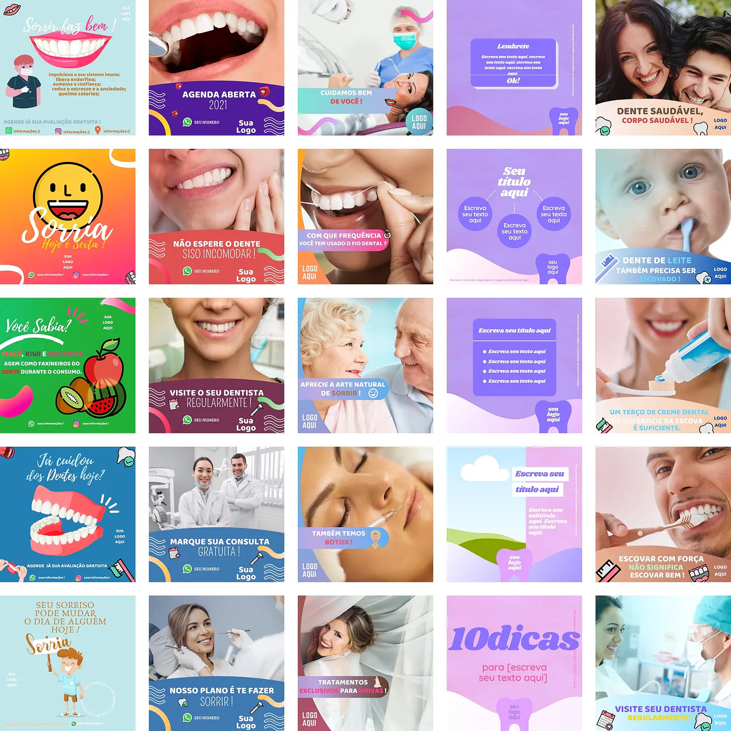 Pack Canva Dentista Odonto Templates Editáveis 230 Artes + Bônus 4