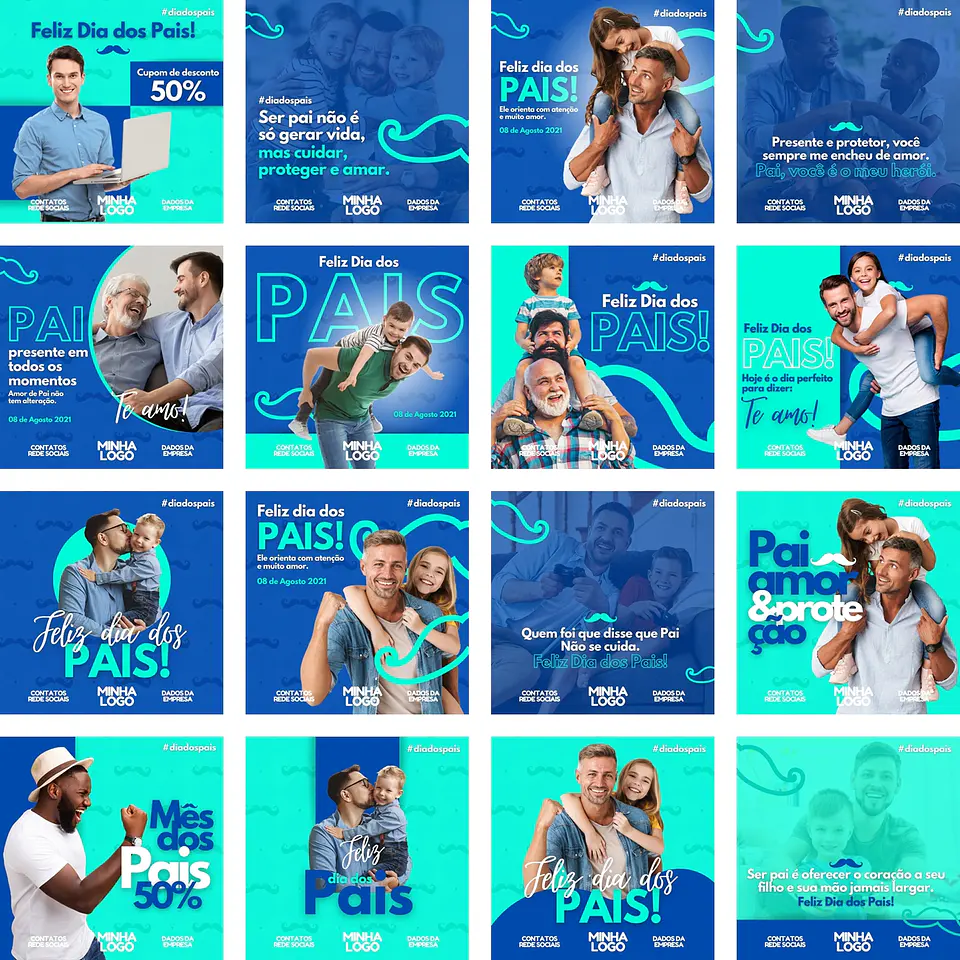 Pack Canva Dia dos Pais Templates Editáveis 32 Artes + Bônus 2