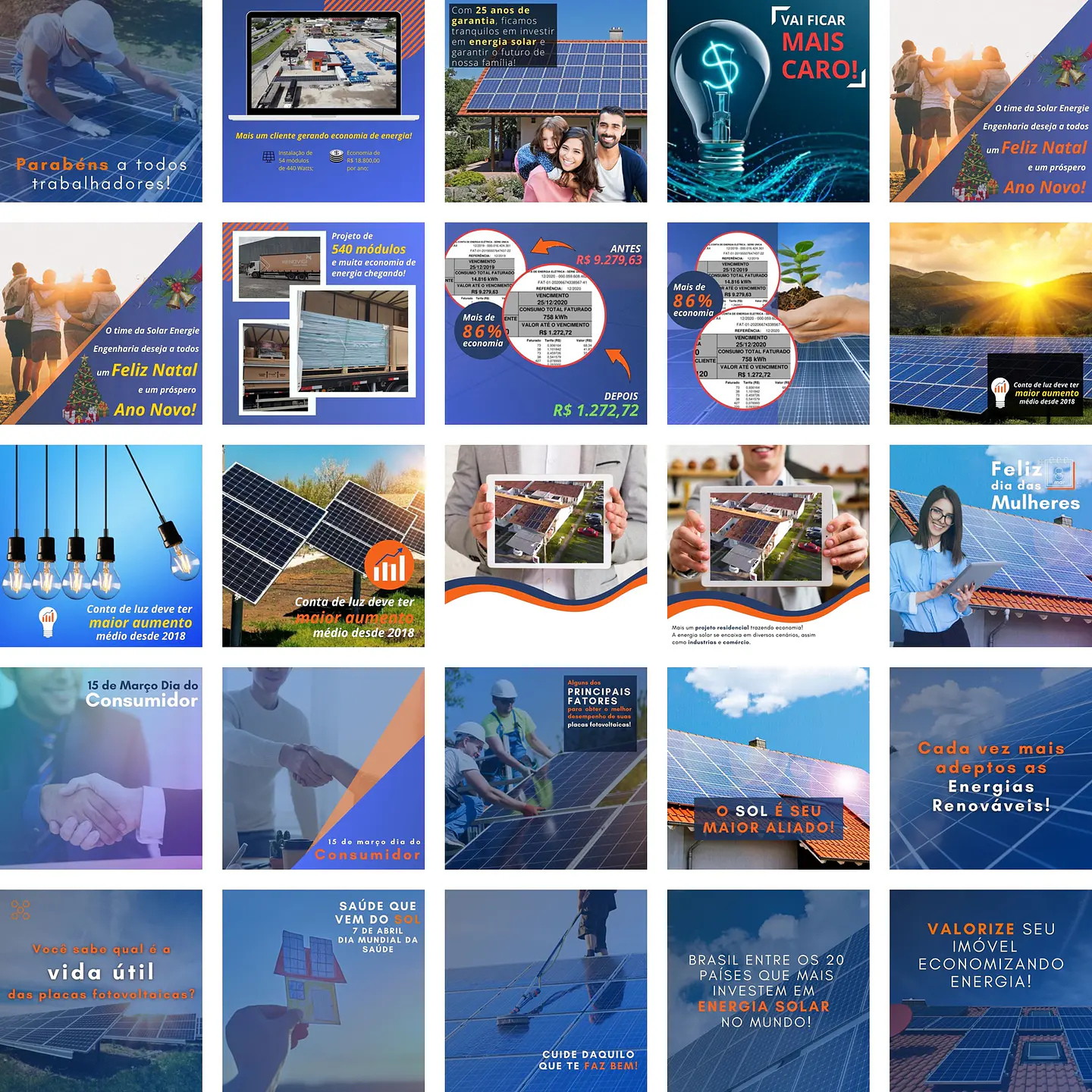 Pack Canva Energia Solar Templates Editáveis 50 Artes + Bônus 2