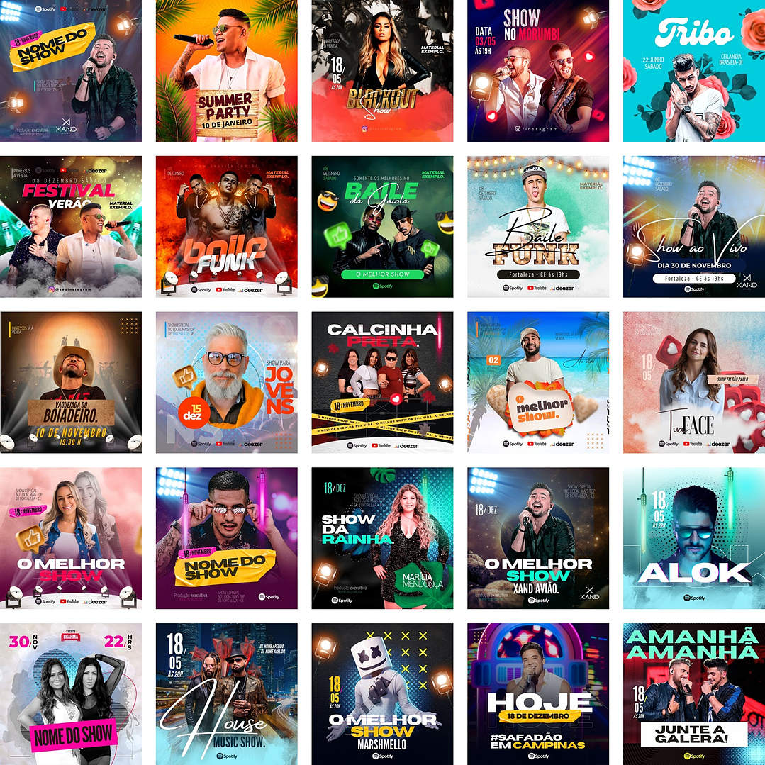 Pack Canva Festa Eventos Shows Templates Editáveis 60 Artes + Bônus 1