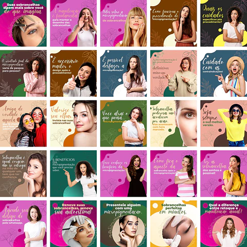 Pack Canva Micropigmentação Beleza Templates Editáveis 200 Artes + Bônus