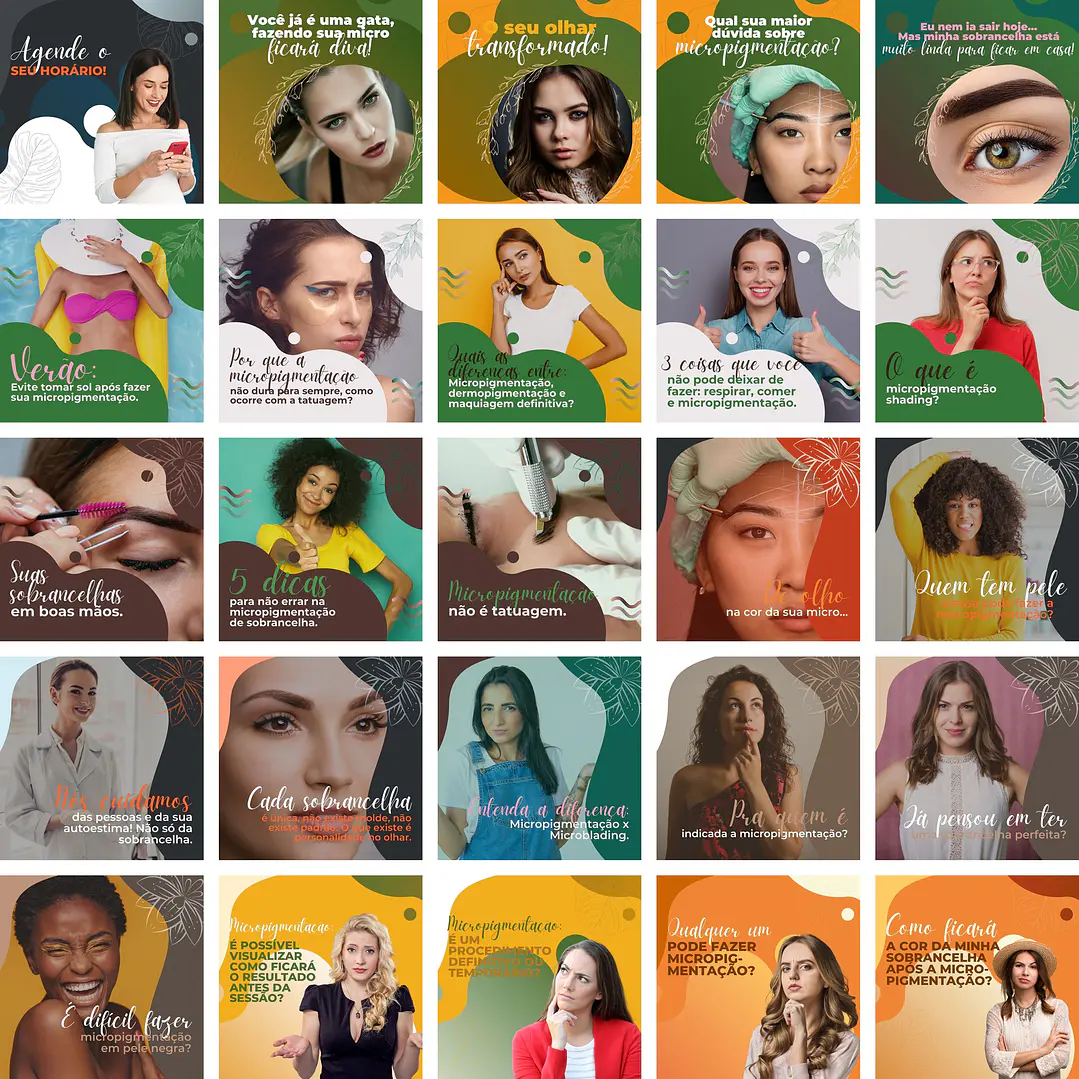 Pack Canva Micropigmentação Beleza Templates Editáveis 200 Artes + Bônus 3