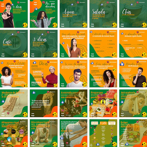 Pack Canva Nutricionista Nutrição Templates Editáveis 200 Artes + Bônus