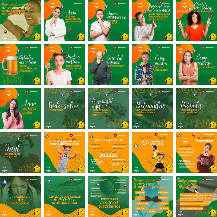 Pack Canva Nutricionista Nutrição Templates Editáveis 200 Artes + Bônus 2