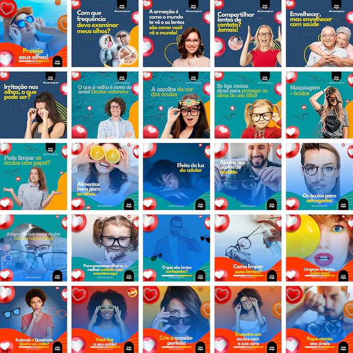 Pack Canva Óticas Oftalmologista Templates Editáveis 340 Artes + Bônus 4