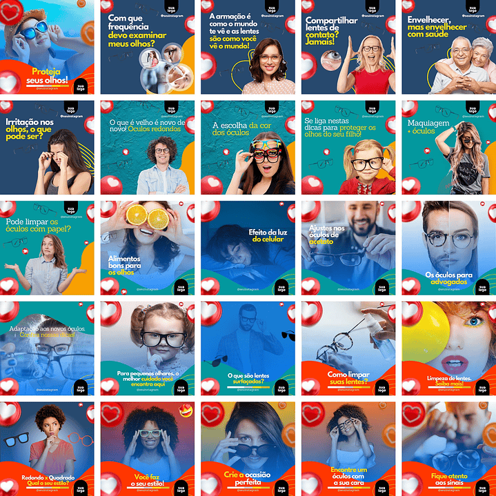 Pack Canva Óticas Oftalmologista Templates Editáveis 340 Artes + Bônus 4