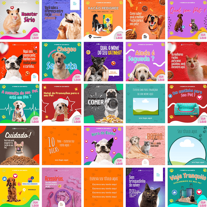 Pack Canva Petshop Pet Shop Templates Editáveis 360 Artes + Bônus 1