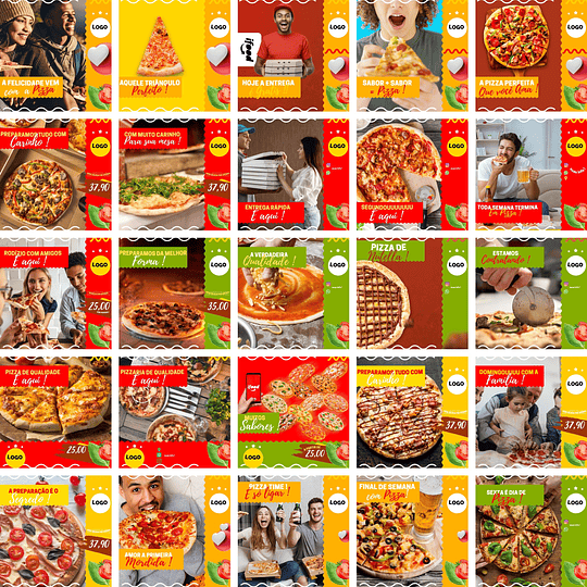 Pack Canva Pizzaria Pizza Templates Editáveis 400 Artes + Bônus