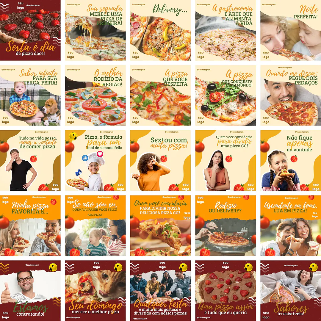 Pack Canva Pizzaria Pizza Templates Editáveis 400 Artes + Bônus 4
