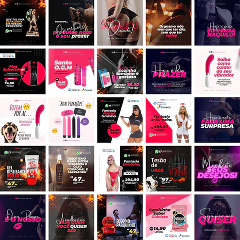 Pack Canva Sex Shop Templates Editáveis 50 Artes + Bônus
