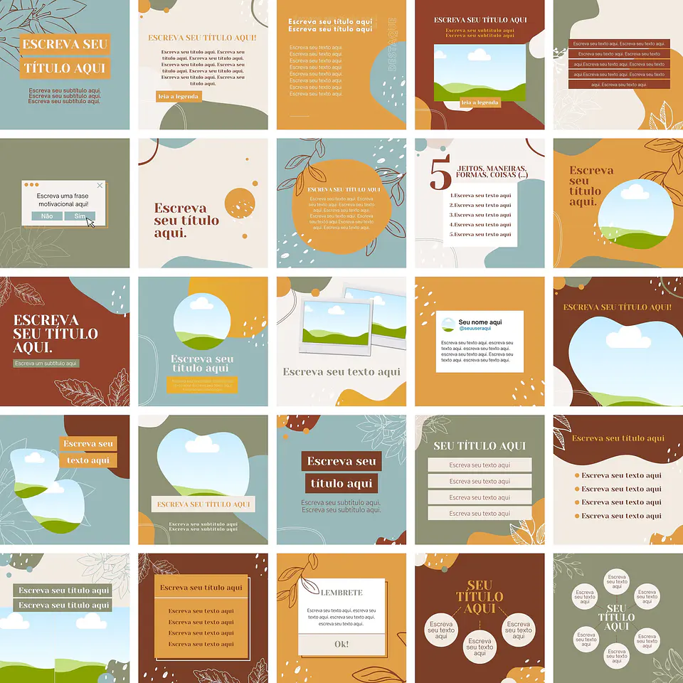 Pack Canva terapia Floral Templates Editáveis 28 Artes + Bônus 1