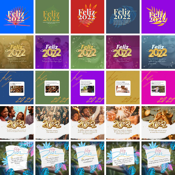 Pack Canva Ano Novo Templates Editáveis 50 Artes + Bônus 1