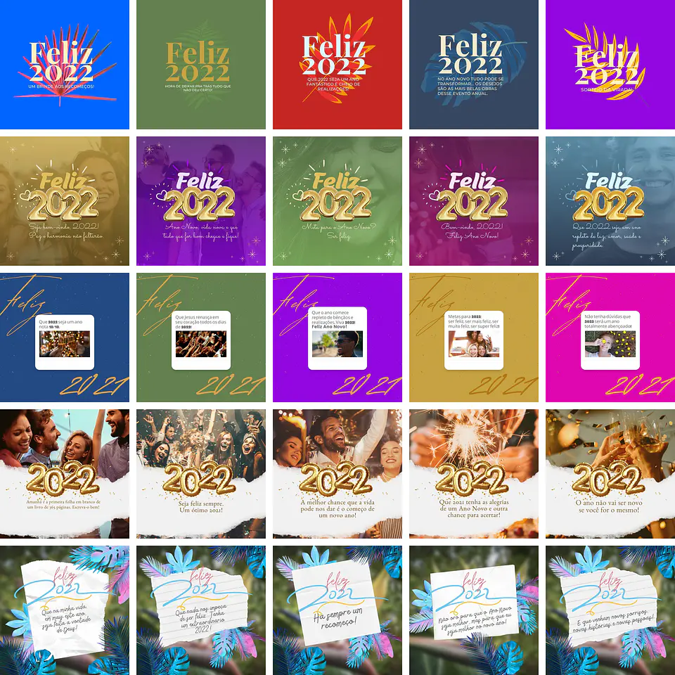 Pack Canva Ano Novo Templates Editáveis 50 Artes + Bônus 1