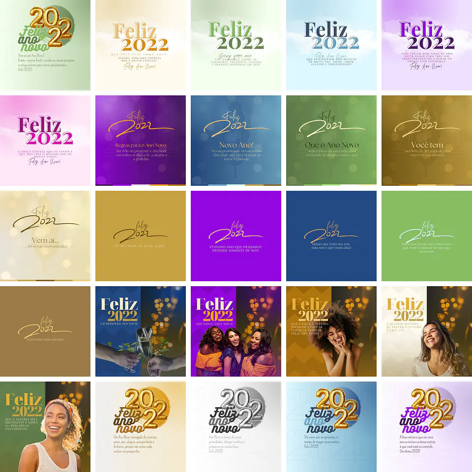 Pack Canva Ano Novo Templates Editáveis 50 Artes + Bônus 2