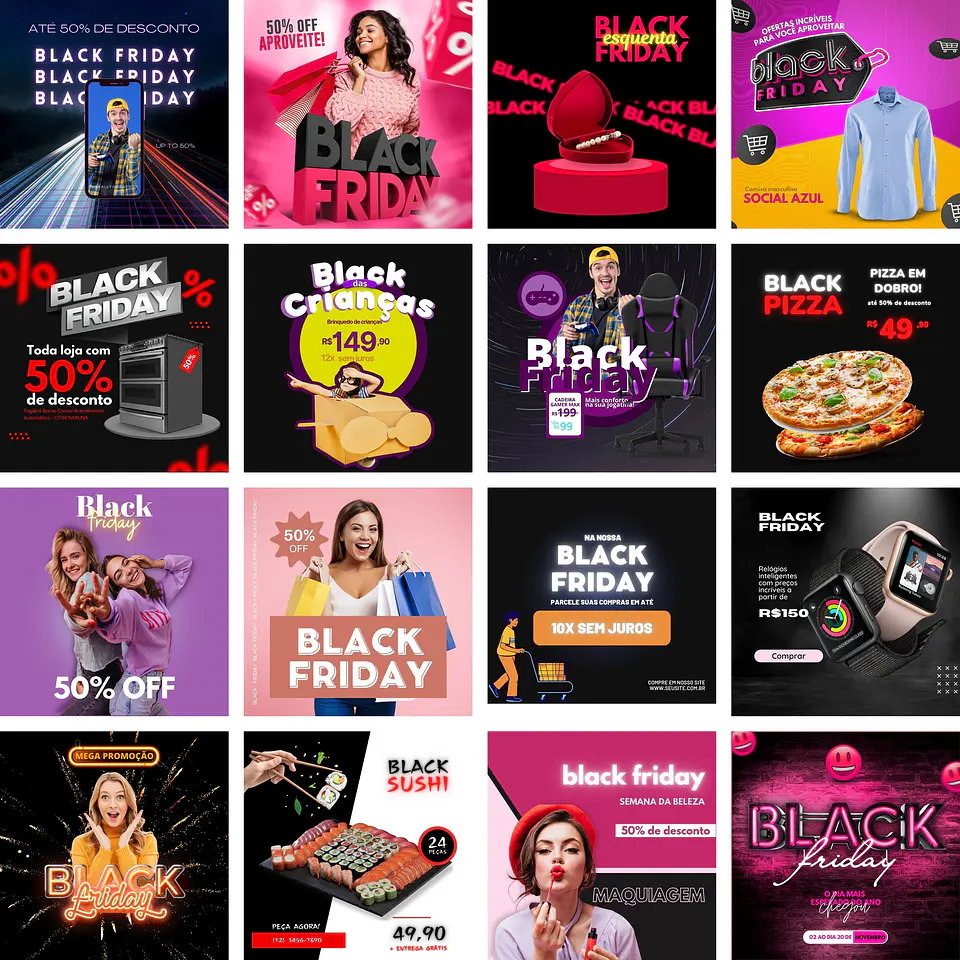 Pack Canva Black Friday Templates Editáveis 20 Artes + Bônus 1
