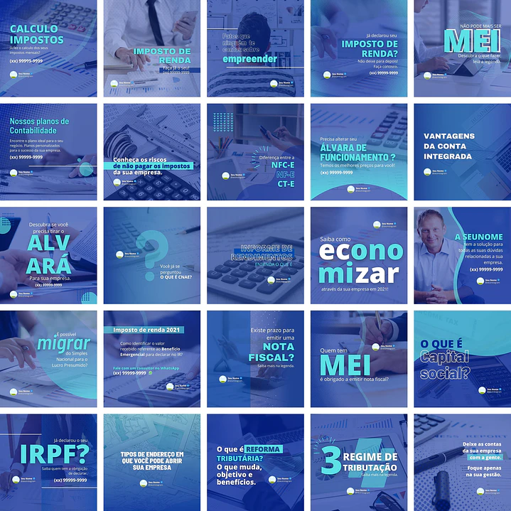 Pack Canva Contabilidade Templates Editáveis 25 Artes + Bônus 1