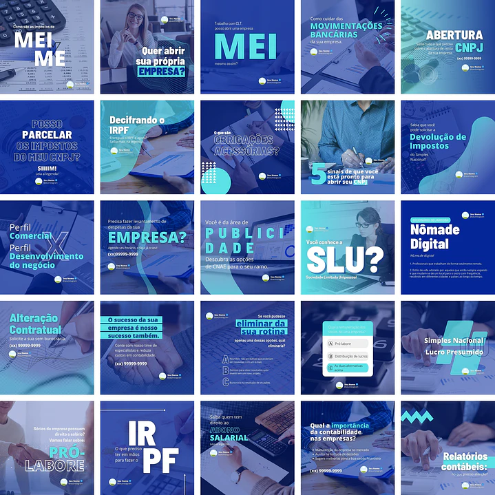 Pack Canva Contabilidade 2.0 Templates Editáveis 25 Artes + Bônus 1