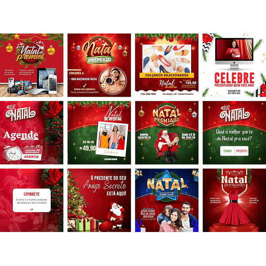 Pack Canva Natal Feed e Storie Templates Editáveis 25 Artes + Bônus