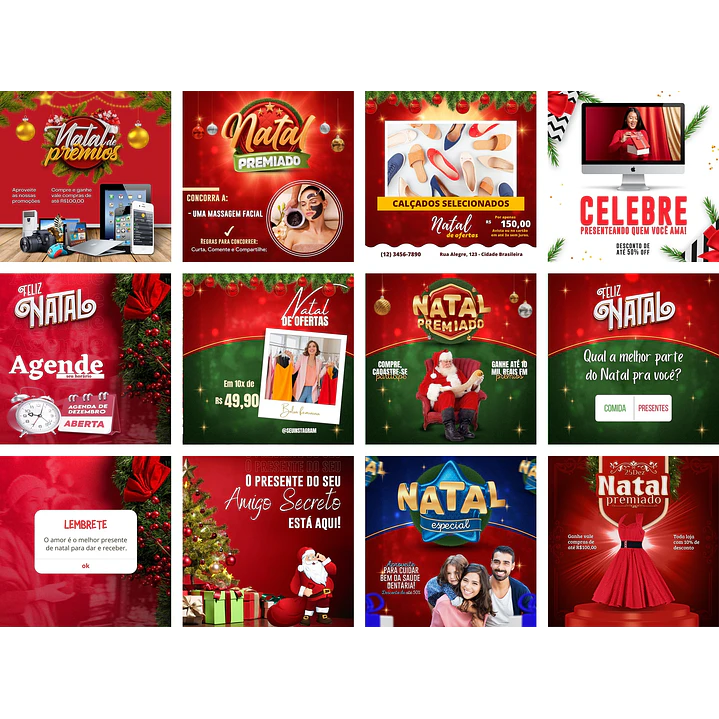 Pack Canva Natal Feed e Storie Templates Editáveis 25 Artes + Bônus 1