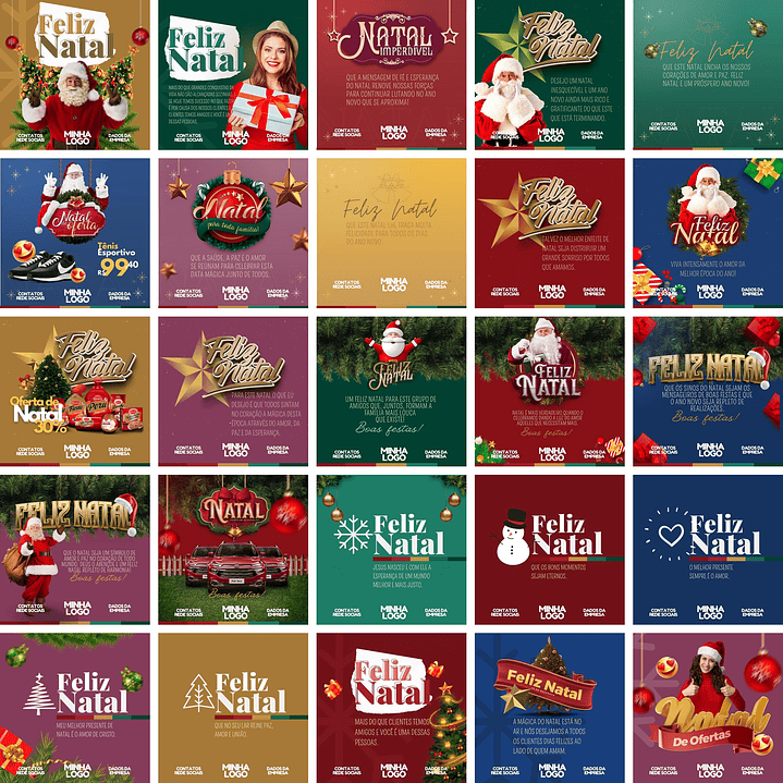Pack Canva Natal Templates Editáveis 50 Artes + Bônus 1