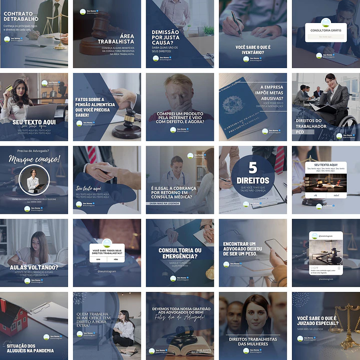 Pack Canva Advogado Templates Editáveis 27 Artes + Bônus 1