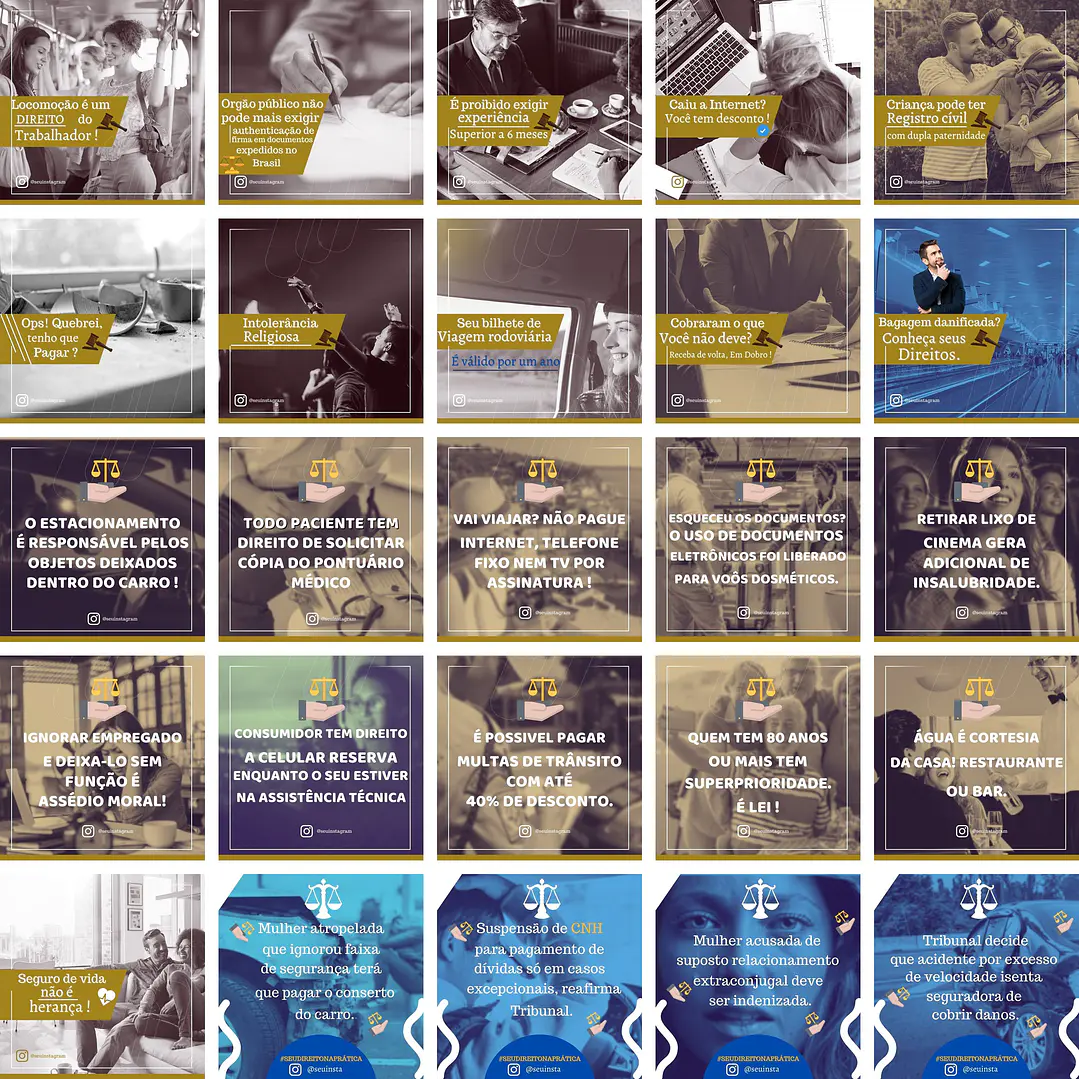 Pack Canva Advogado 3.0 Templates Editáveis 50 Artes + Bônus 1