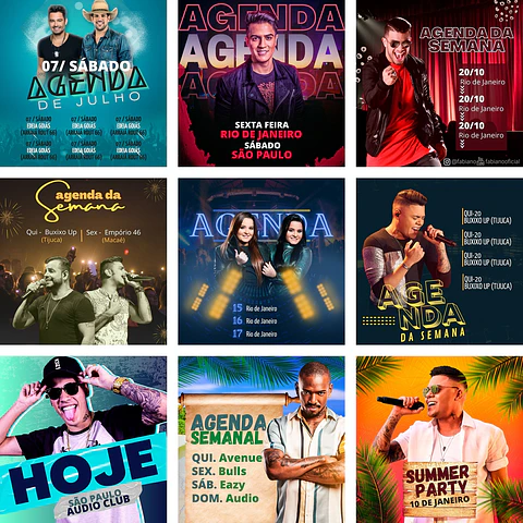 Pack Canva Agendas Eventos Shows 3.0 Templates Editáveis 10 Artes + Bônus