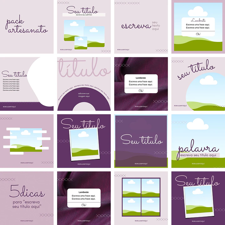 Pack Canva Artesanato 3.0 Templates Editáveis 14 Artes + Bônus 1