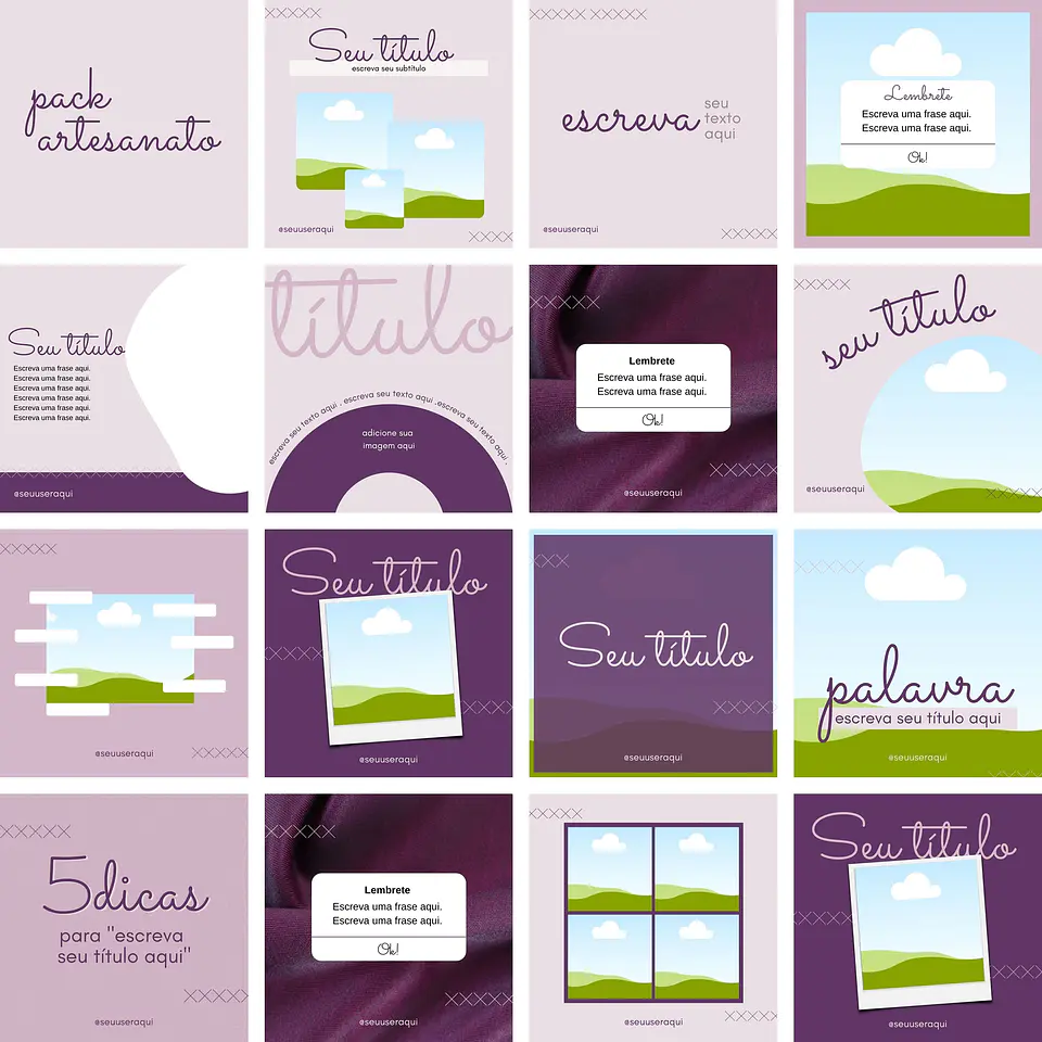 Pack Canva Artesanato 3.0 Templates Editáveis 14 Artes + Bônus 1