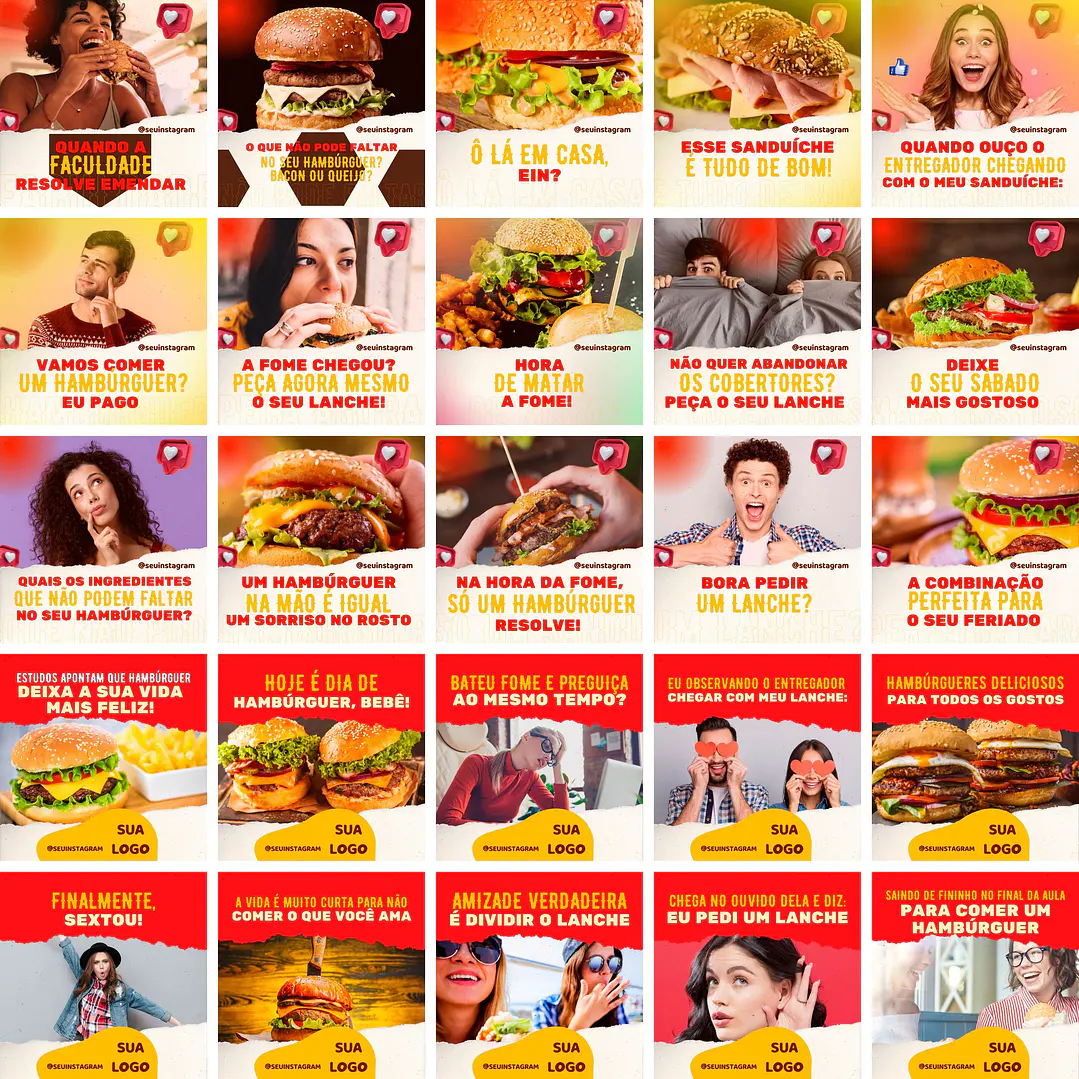 Pack Canva Hamburgueria 3.0 Templates Editáveis 100 Artes + Bônus 1