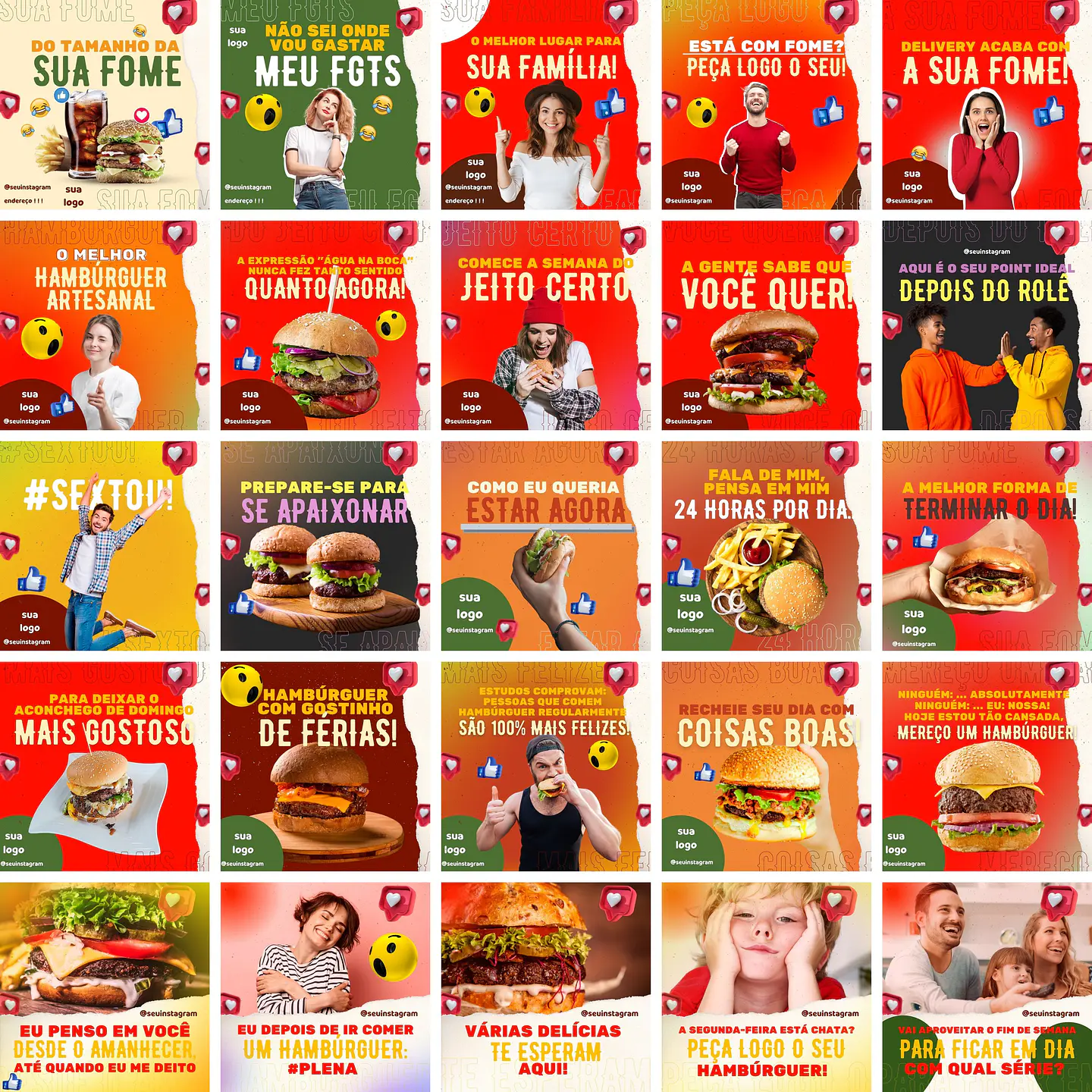 Pack Canva Hamburgueria 3.0 Templates Editáveis 100 Artes + Bônus 2