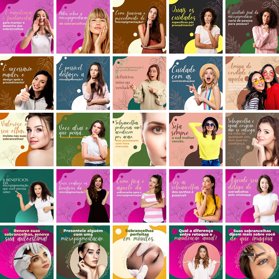 Pack Canva Micropigmentação 3.0 Templates Editáveis 100 Artes + Bônus 1