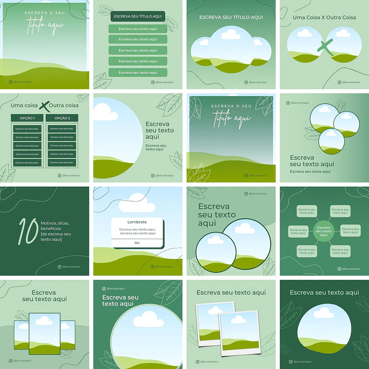 Pack Canva Nutrição 3.0 Templates Editáveis 16 Artes + Bônus 1