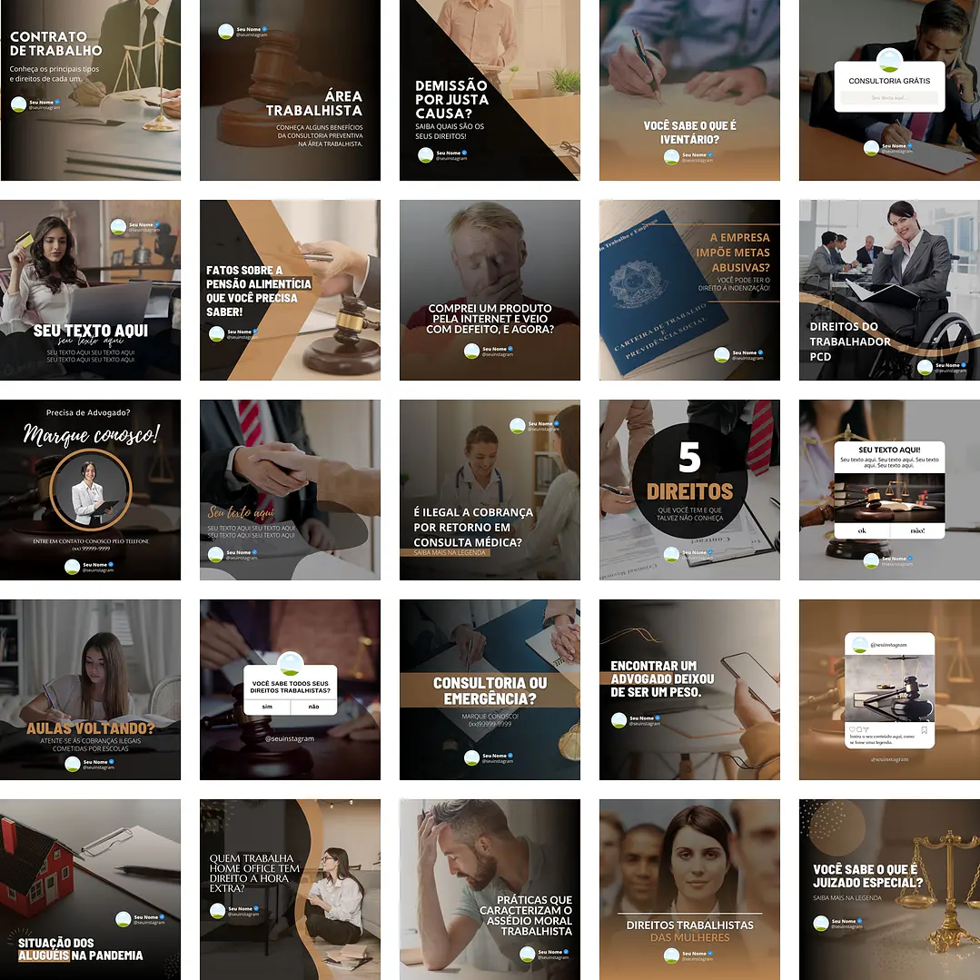 Pack Canva Advogado 2.0 Templates Editáveis 25 Artes + Bônus 1