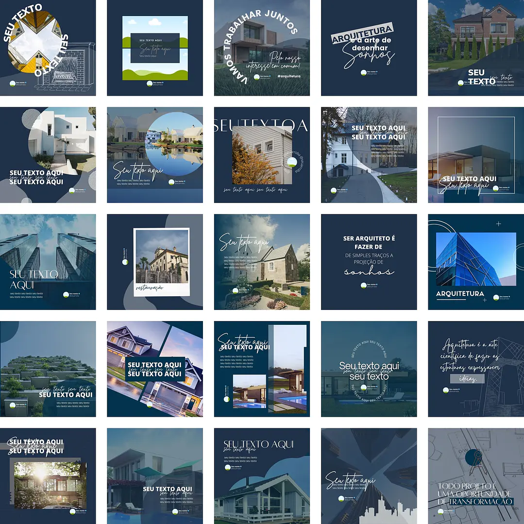 Pack Canva Arquitetura Arquiteto 2.0 Templates Editáveis 25 Artes + Bônus 1