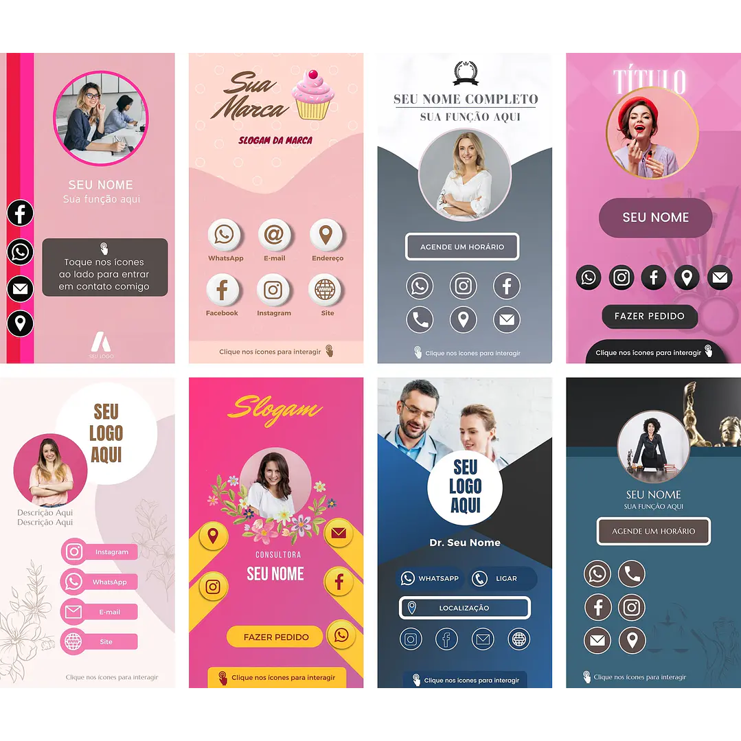 Pack Canva Cartões Interativos Digital Templates Editáveis 10 Artes + Bônus 1